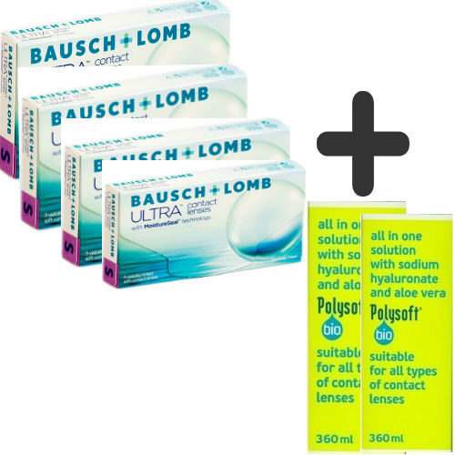Bausch Lomb Ultra 3pack Μυωπίας Υπερμετρωπίας4 κουτιά 2 Polysoft 360ml 1